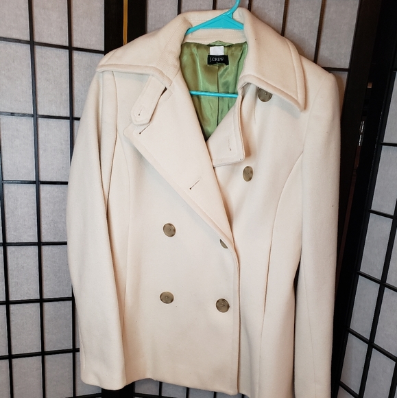 J. Crew Jackets & Blazers - J. Crew cream colored wool pea coat size small